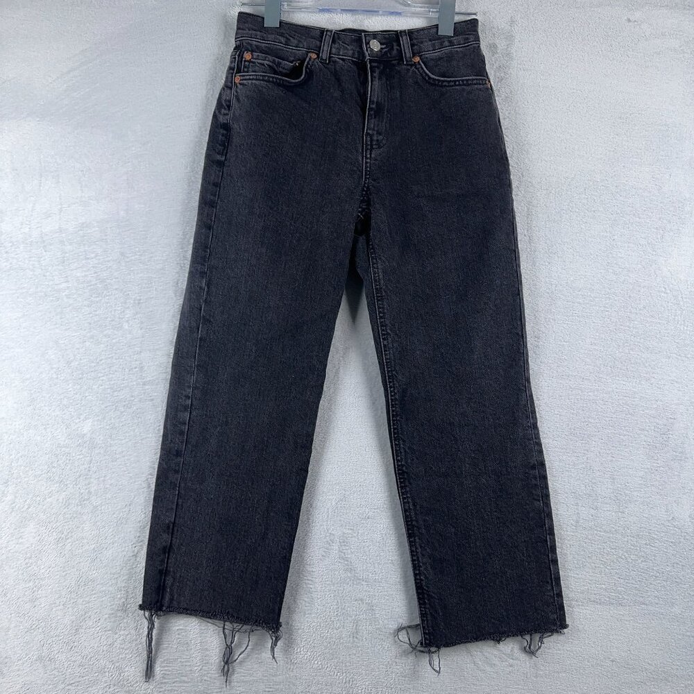 Asos Design Slim Straight Jeans F103104 Raw Hem Women's Black Size 26/28